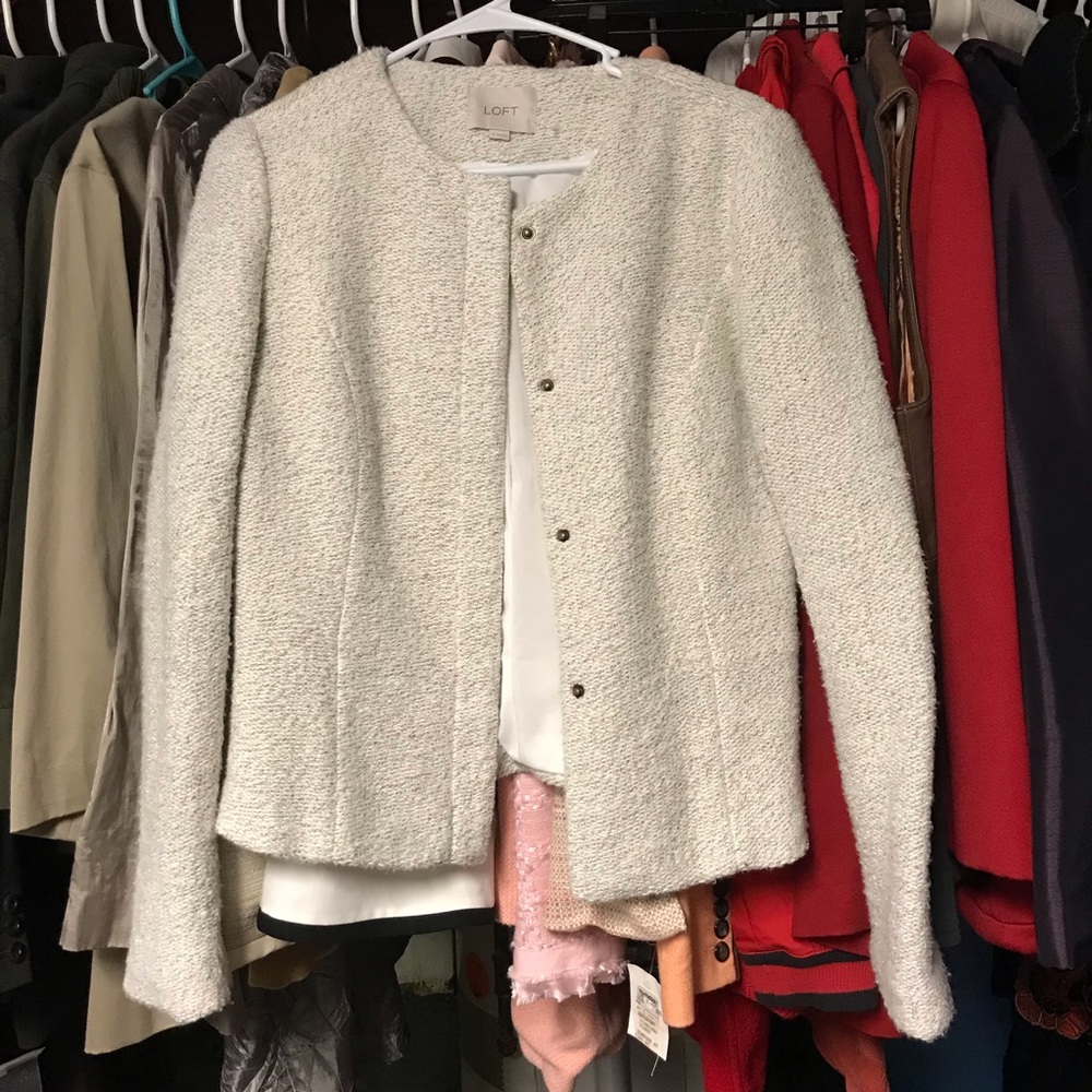 Loft Textured Snap Button Jacket Size 6 - image 1